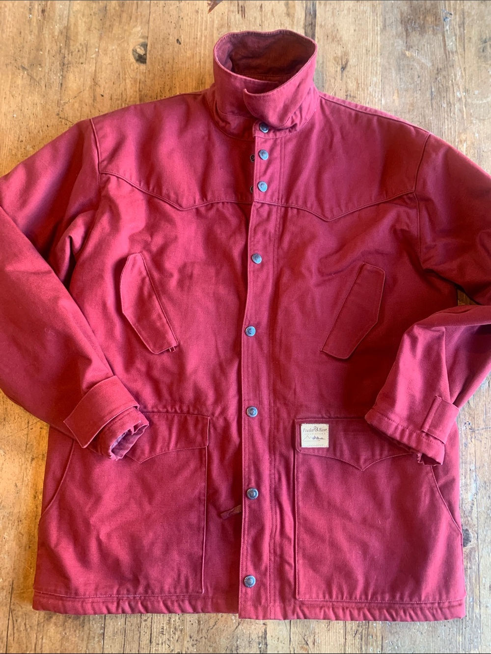 Men's Red Military-Style Field Jacket - Picture 3 of 16